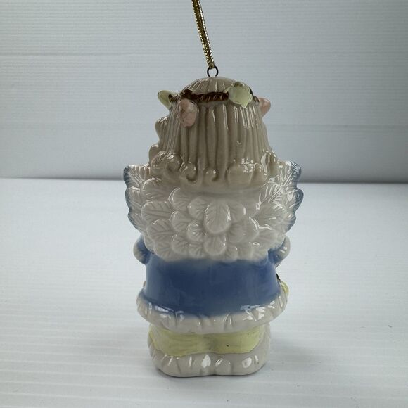 Set of 3 Vintage Ceramic Angel Ornaments Pastel Gold Trim Christmas - Picture 6 of 11